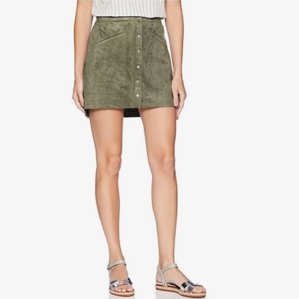 Bcbgmaxazria Dusty Olive Mora Faux Suede  Skirt (M)